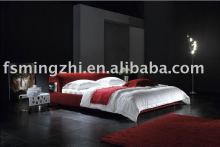 red fabric bed