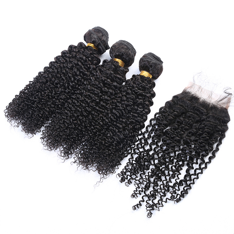 Alibaba direct factory virgin human mongolian kinky curly hair with closure,cuticle aligned curly virgin hair