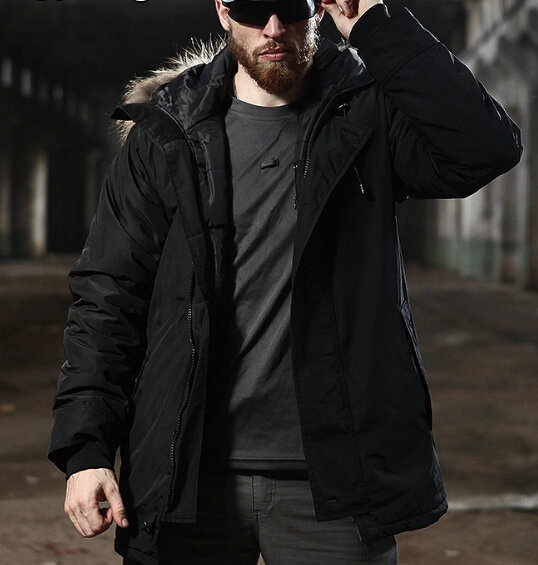 Mens Warm Black Parka Jacket for Winter