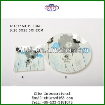 tempered glass pie plates with decal