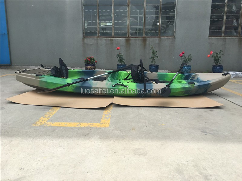 Fishing sit on top professional sea kayak with 4 rod holder 2+1 seat kayak three person kayak for fishing