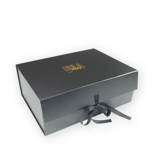 Gold Logo Large Black Clothes Box Magnetic Lid