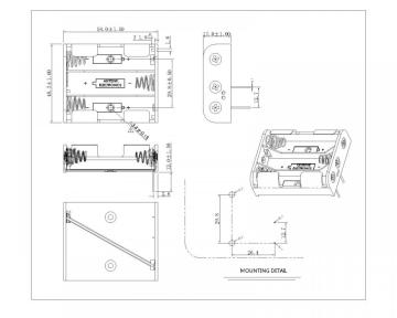 3 PIECES AA Battery Holders DIP