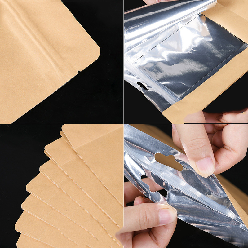 Eight-side Sealing Aluminum Foil Kraft Paper Bag Dog Food Snack Packaging Bag