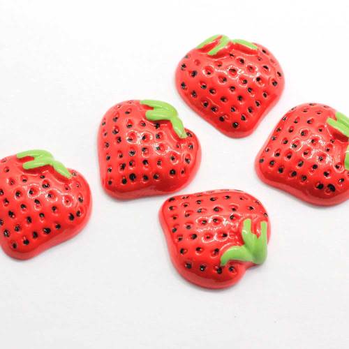 Super Quality Sweet Strawberry Shaped 100pcs/bag Flatback Resin Cabochon For DIY Ornaments Craft Decor Beads