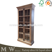 french antique bookcase, oak wooden antique bookcase, glass door antique bookcase, antique bookcase