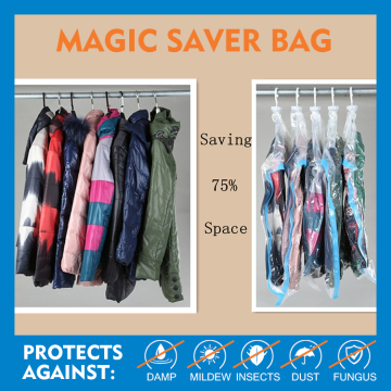 Space saver vacuum hanging storage bag