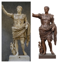 Bronze Augustus Statue with Propaganda Armor Reliefs