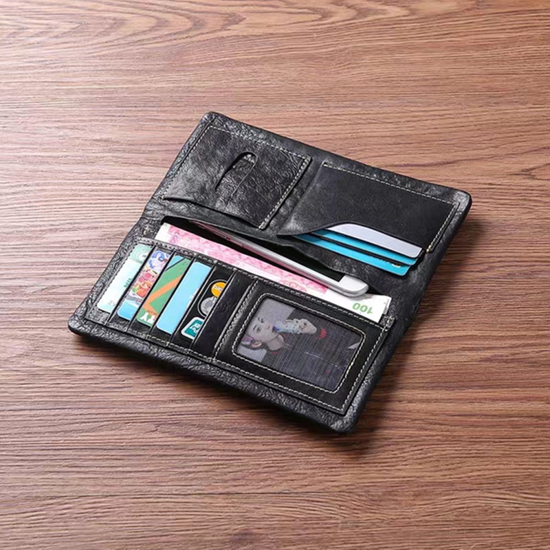 Wholesale Leather Phone Wallet for Men Women Travel Long Wallet Name Credit Card Holder Custom