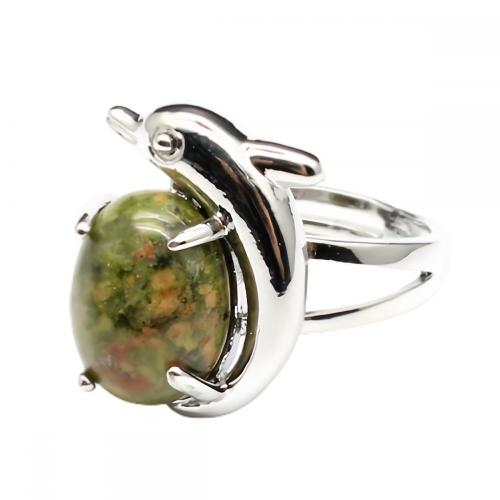 Assorted Unakite Beads Rings Owl Shape Ring for Women Unakite Heart Rings for Girl Women Wedding Adjustable ring