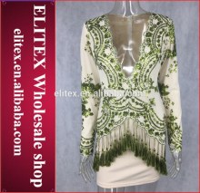 Wholesale fashion green spangle sexy hot woman party dress