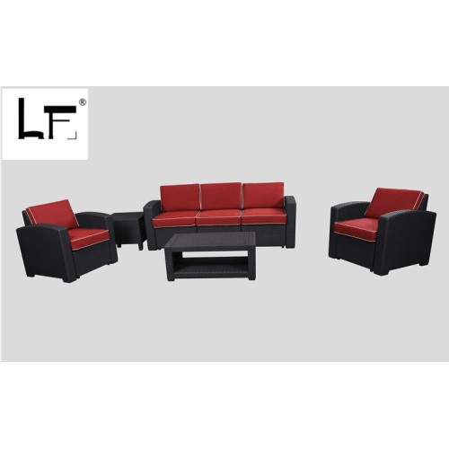 Set Sofa Taman Rotan Luar Cuaca Luar Dengan Armrest