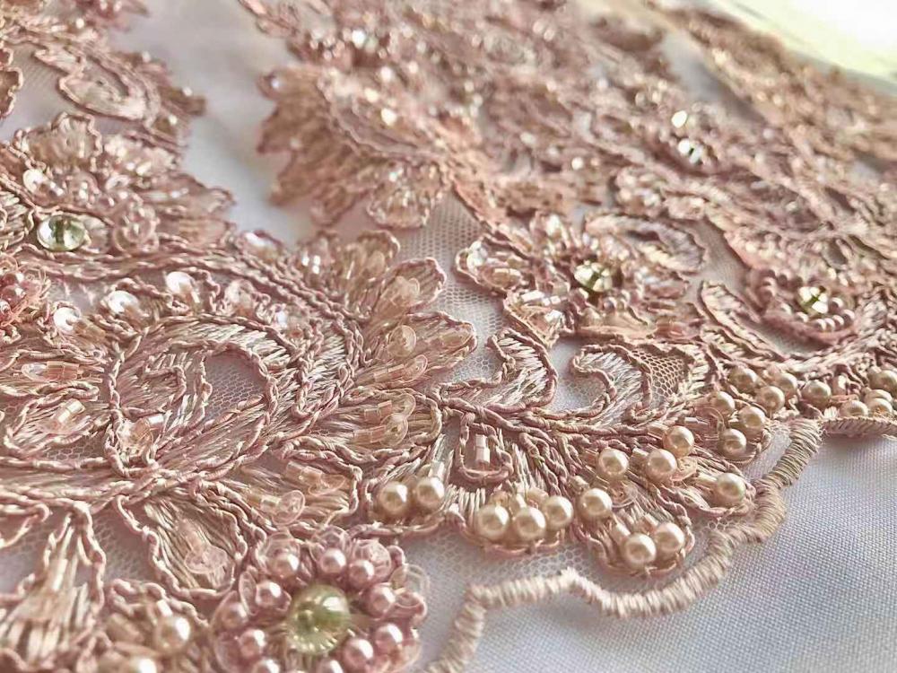 tissu de perles de paillettes de diamant de broderie de haute qualité