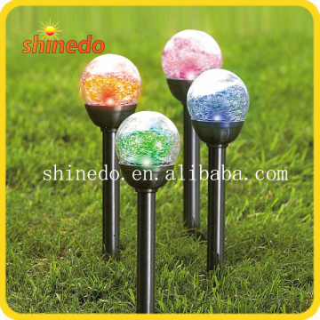 Garden Lawn Stake Crackle Color Changing Solar Glass Ball Garden Light