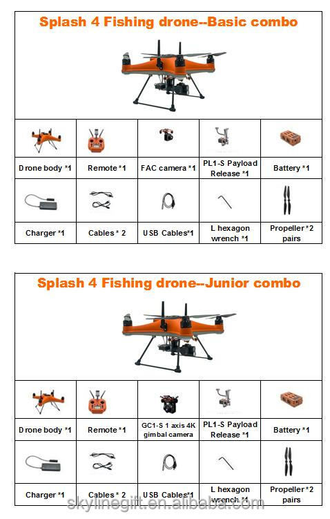 IP67 Waterproof  2kg payload Swellpro SplashDrone 4 camera fishing drone with Night vsion & rescue