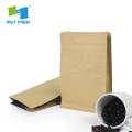 Custom Printed Craft Paper Flat Bottom Coffee Pouch