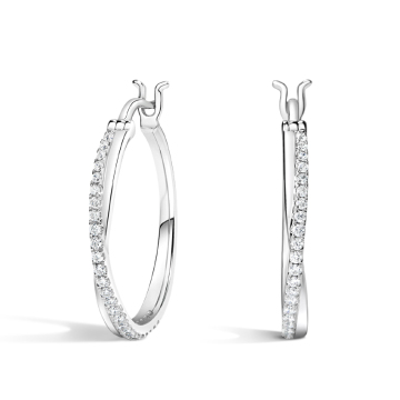 18K D VVS1 1ct Lab Diamond Hoop Earrings
