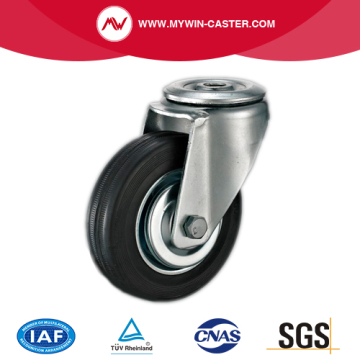 Bolt Hole Swivel Black Rubber Industrial Castors