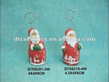 Ceramic name card holder with Santa design
