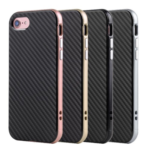 2 in 1 pc bumper carbon fiber tpu phone case for iphone 7