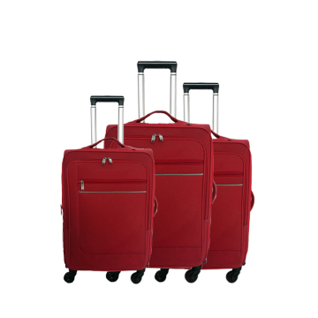 Red Fabric Polyester Trolley Luggage Suitcase , Wheeled Fabric Luggage