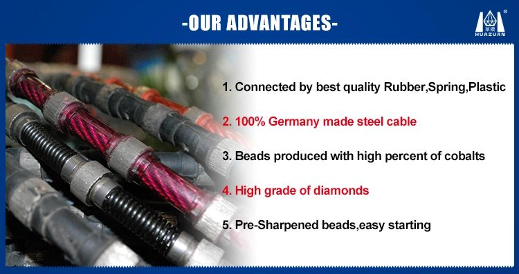 Rubber Connection Diamond Wire Rope Saw for Stone Cutting