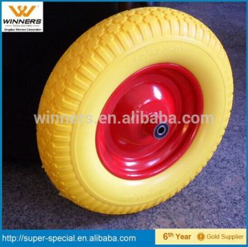 16 inch 4.00-8 PU foam filled wheelbarrow solid rubber wheel