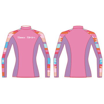 Seaskin Pink Long Sleeve Plus Size Swim UPF50+ Rashguard