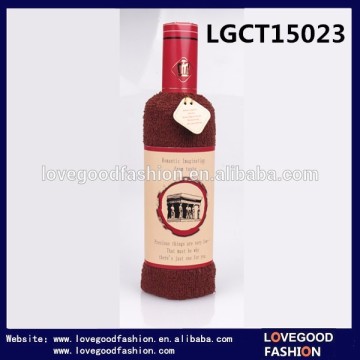 Simple Poly Bag Packaging Wine Bottle Shape Towels Gift Towl Bottles