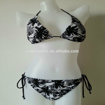 Nice coconut tree AOP sexy triangle micro bikini set