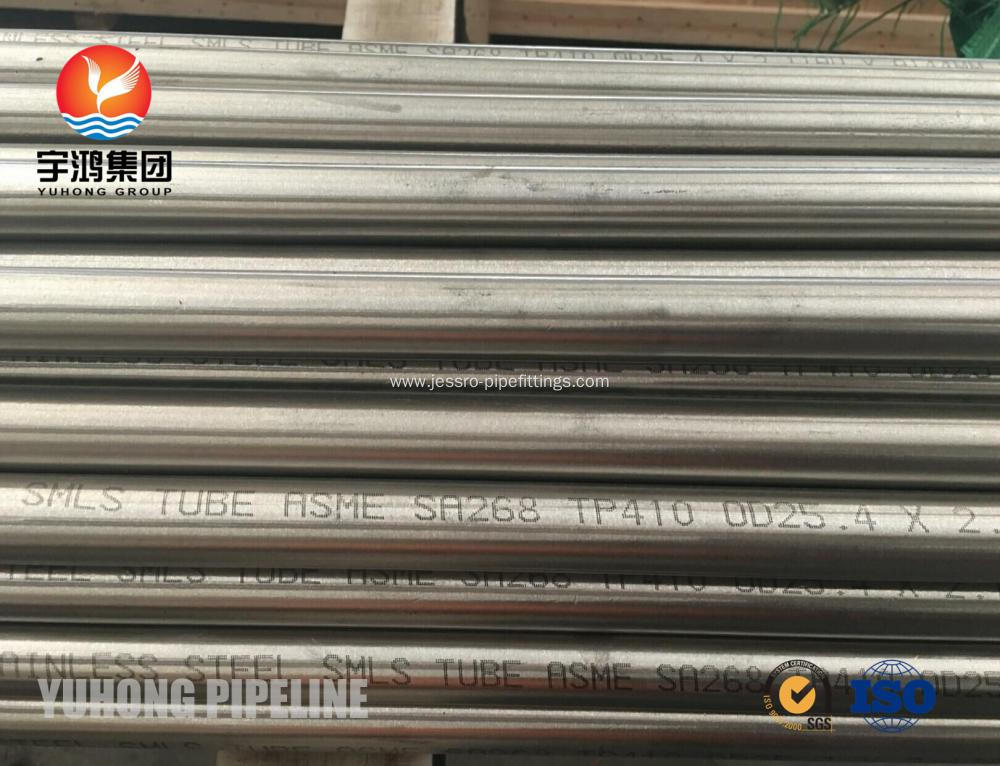 Stainless Steel Seamless Tube ASME SA268 TP410 UNS 41000 For Condenser ET and UT