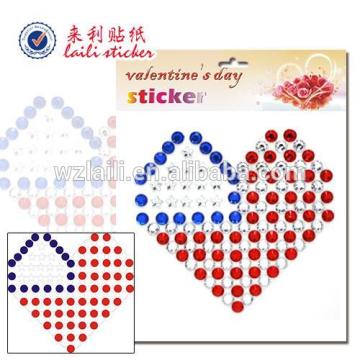 heart shape acryl sticker/heart flag sticker/free logo laptop stickers for valentine'sday
