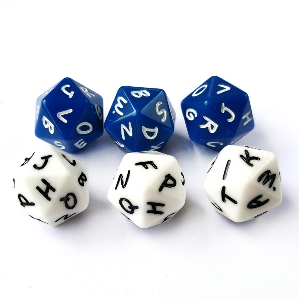 Dados del alfabeto 20 caras en D20 Letter Dice