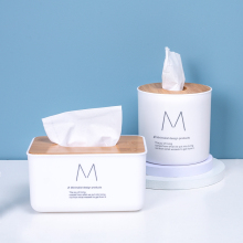 China Factory Plastic Tissue Boxes with Wooden Lid - Creative Square Table Tissue Box with Wooden Cover