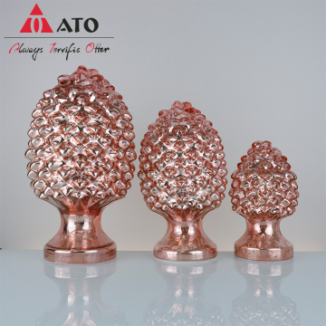 Wholesales Pine shape light pink glass candle holders