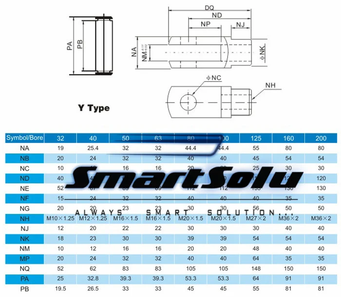 Y+Pin Type Joint Pneumatic Fittings, Cylinder Connecting Fits