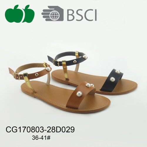 Μόδα Όμορφες Γυναίκες Φτηνές Flat Pu Sandals