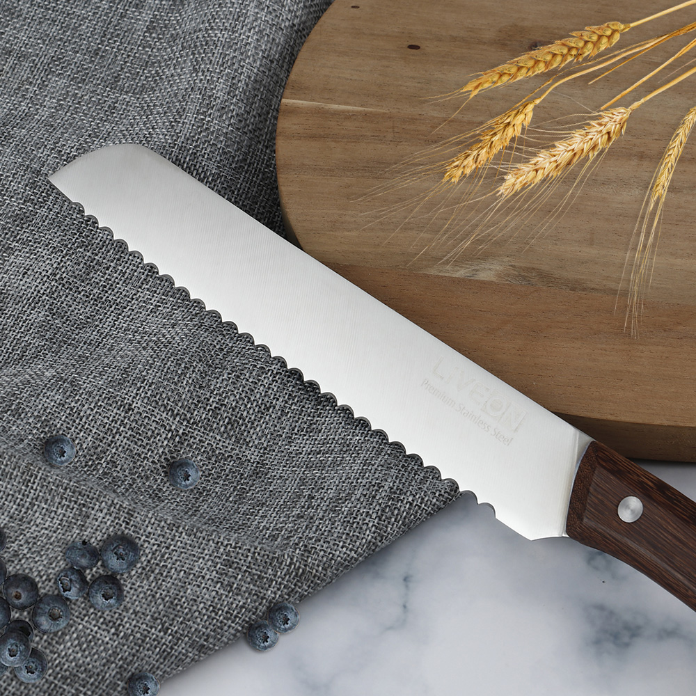 8 INCH BREAD KNIFE with WOOD HANDLE