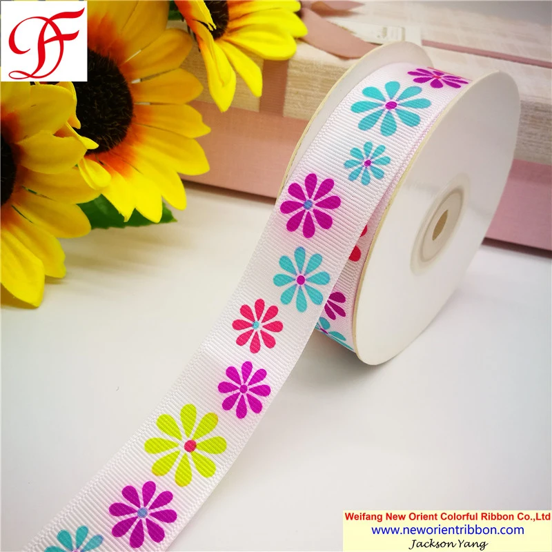 China Wholesale 100% Polyester Grosgrain Ribbon with Printing for Christmas/Seasons Festival