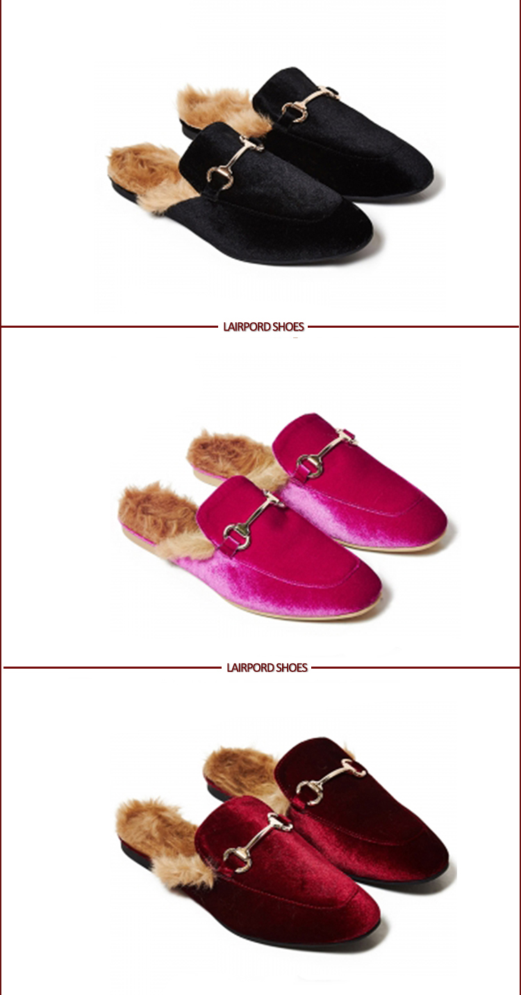 Cotton slippers with fur