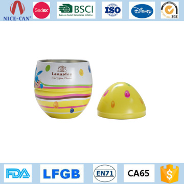 Egg-shaped food packaging tin box for celebrating Easter