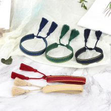 Embroidered Bow Bracelet with Cool Colors