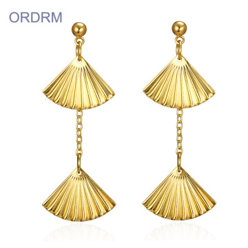 Latest Gold Hanging Shell Earrings For Girls