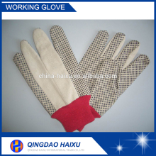 Red cuff work safety canvas pvc dots gloves