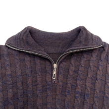 Men's Cable Knit Sweater with Turn-Down Collar