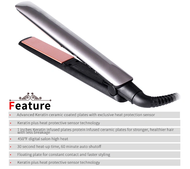 LCD Display Flat Iron Keratin Therapy Ceramic Straightening Iron Hair Straightener