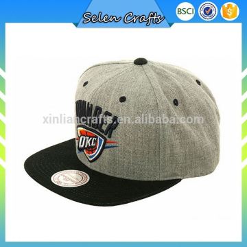 100 Melton Wool Grey Baseball Snapback Cap