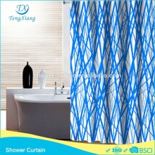Blue Line Printed Hookless Shower Curtain Fabric Home Goods