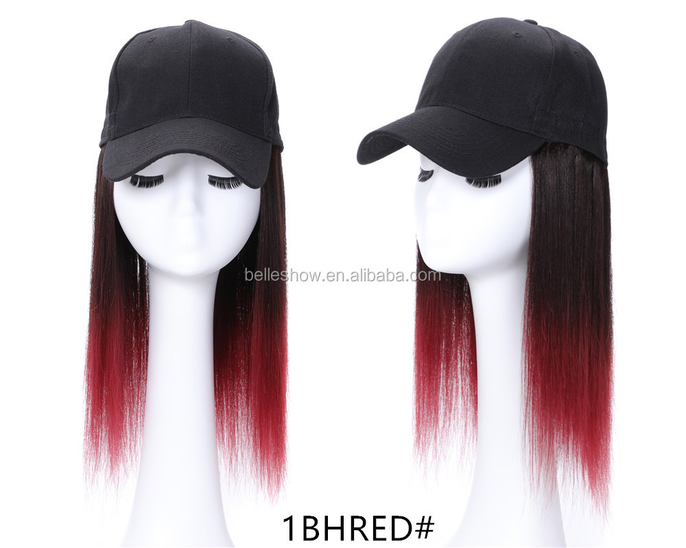 Hot sell human hair long straight hair hat wig bobo head baseball hat wig short straight wig head cover black baseball hair