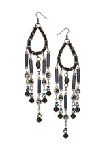 Fine agate long drop earrings tear-shaped with pendant